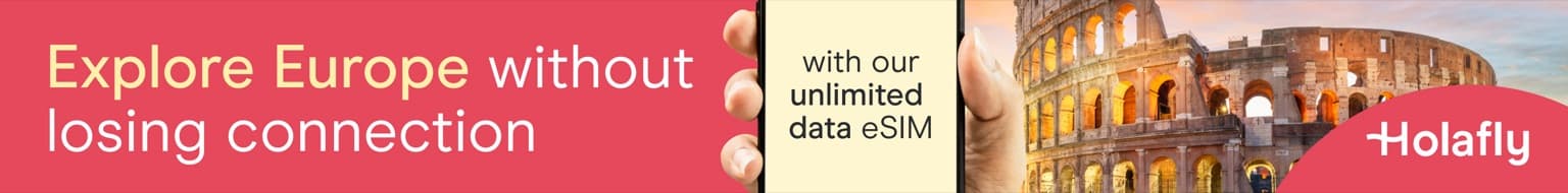 Explore Europe without losing connection with Holafly's unlimited data eSIM