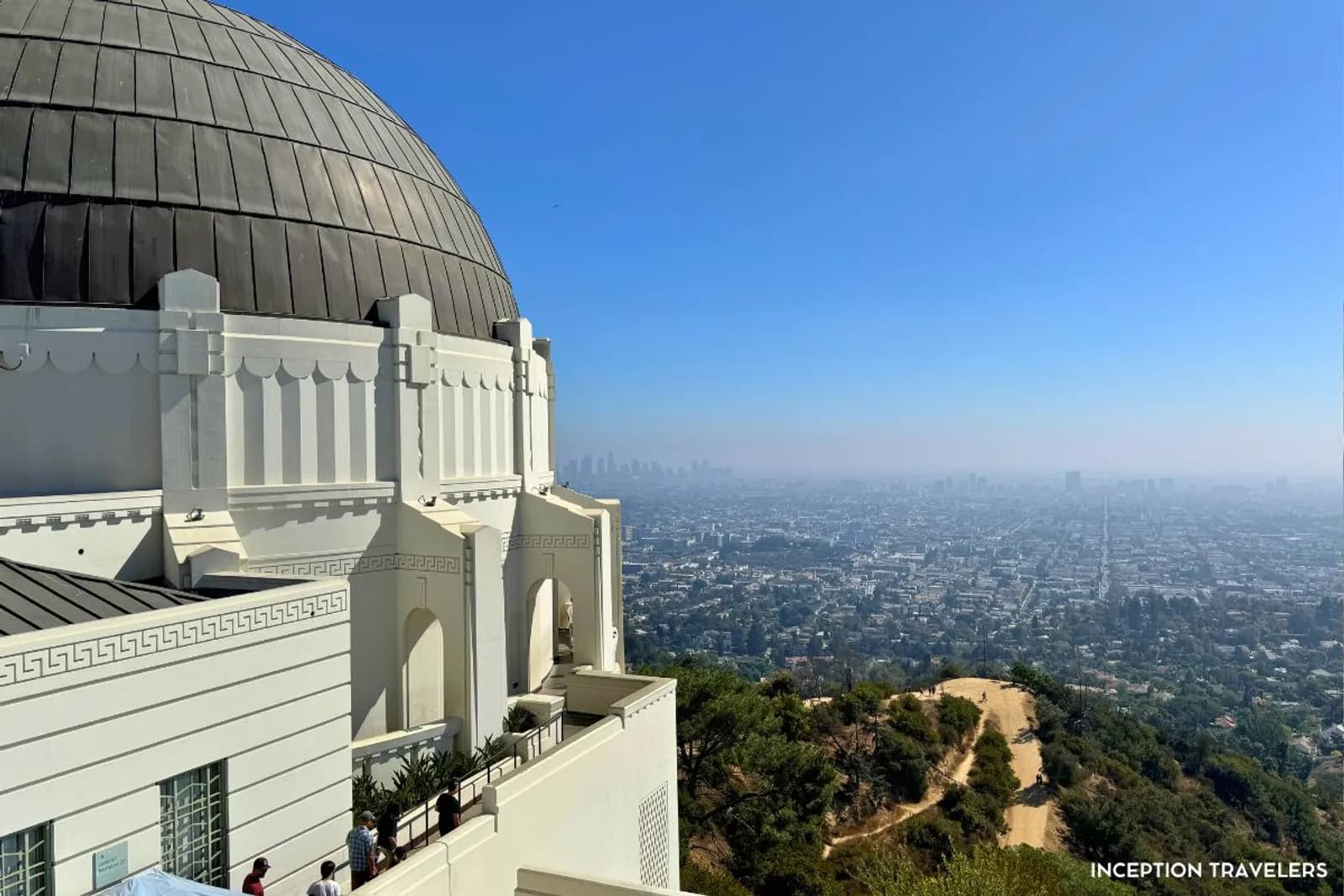 Griffith Observatory's domed Art Deco facade above the sprawling Los Angeles basin